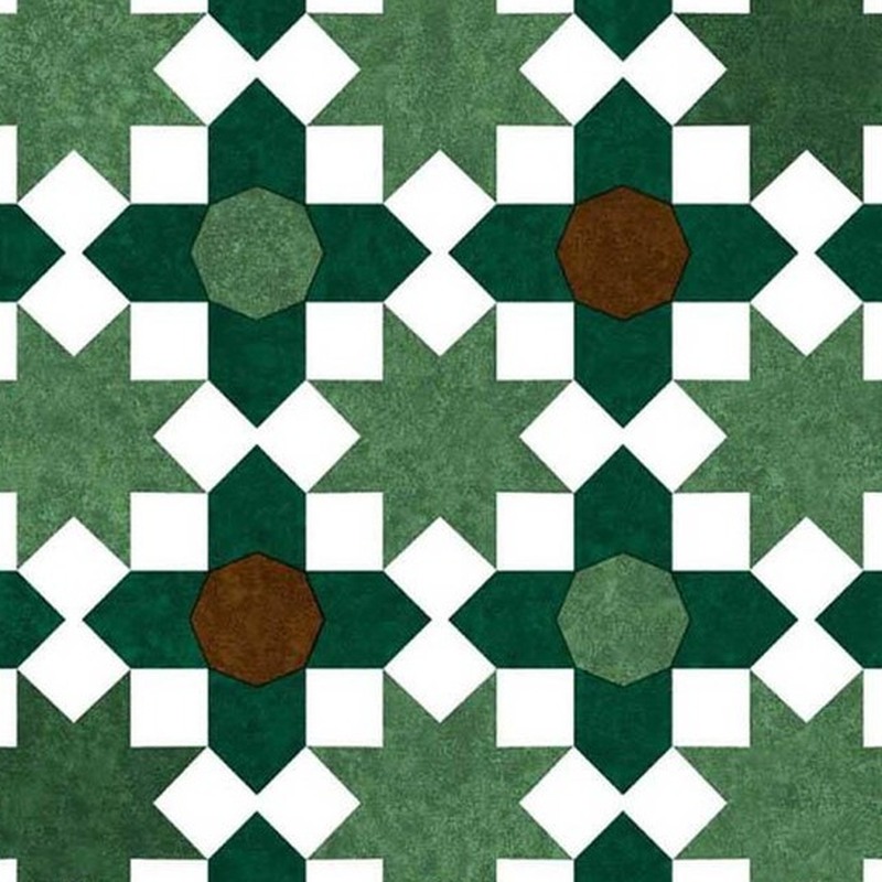 300x300mm Green White Geometric Grid Tiles TQ39-CN33D34