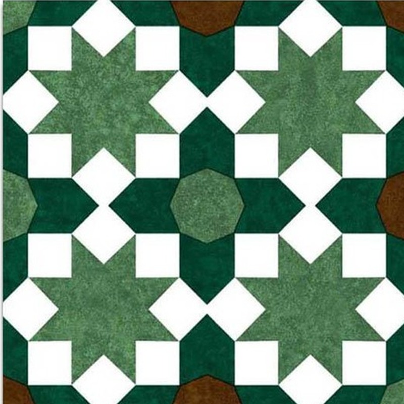 300x300mm Green White Geometric Grid Tiles TQ39-CN33D34