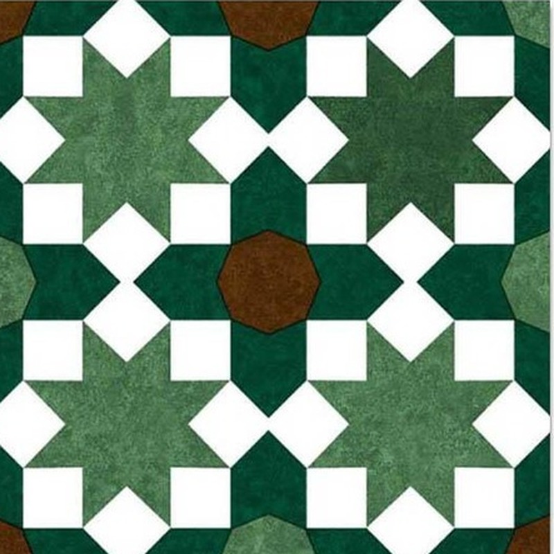 300x300mm Green White Geometric Grid Tiles TQ39-CN33D34