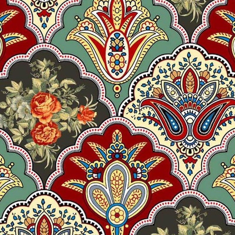 300x300mm Multicolour Floral Paisley Tiles TQ39-CN33D35
