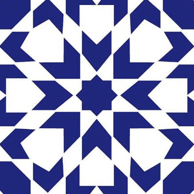 300x300mm Blue White Geometric Star Tiles TQ39-CN33D37