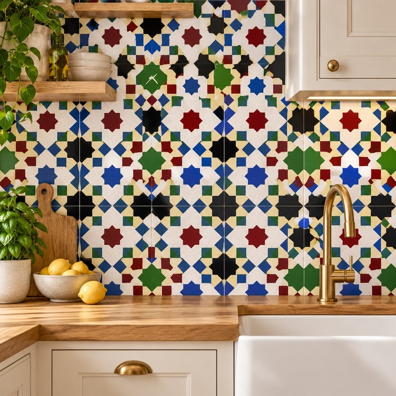 300x300mm Multicolour Geometric Lattice Tiles TQ39-CN33D38