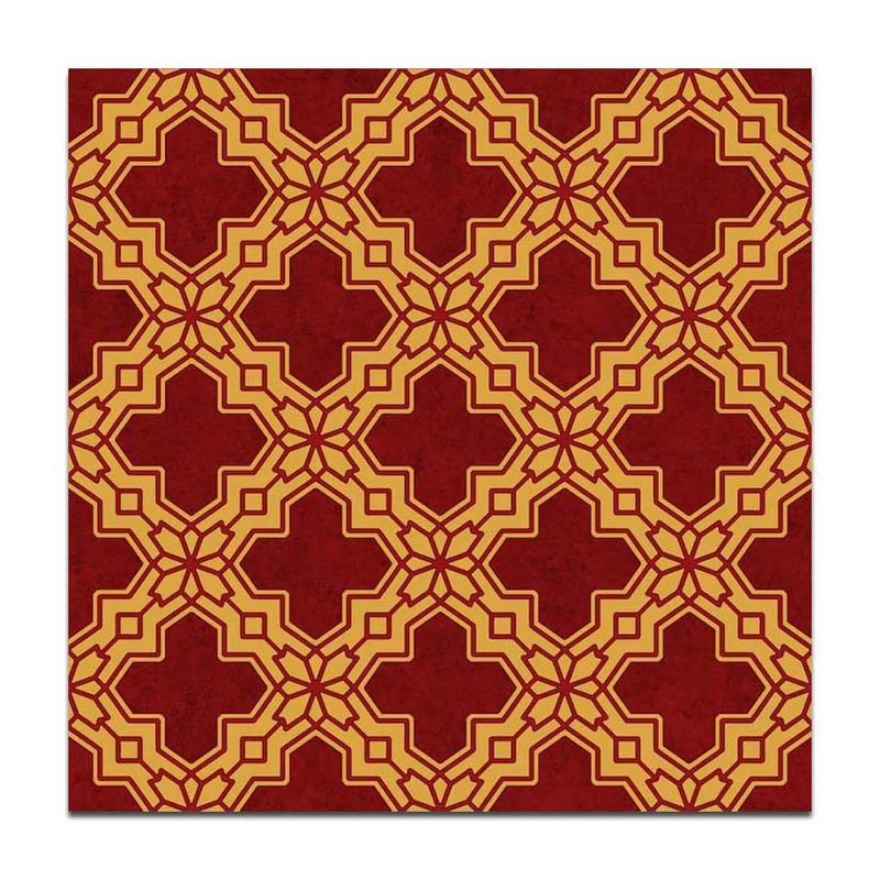 300x300mm Red Ochre Ornamental Repeat Tiles TQ39-CN33D39