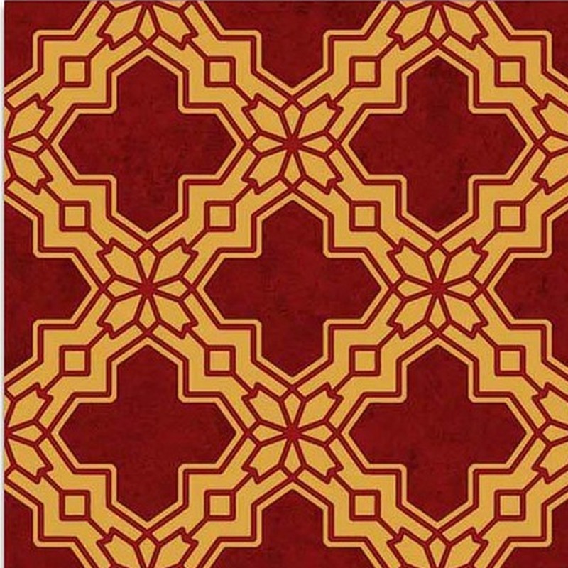 300x300mm Red Ochre Ornamental Repeat Tiles TQ39-CN33D39
