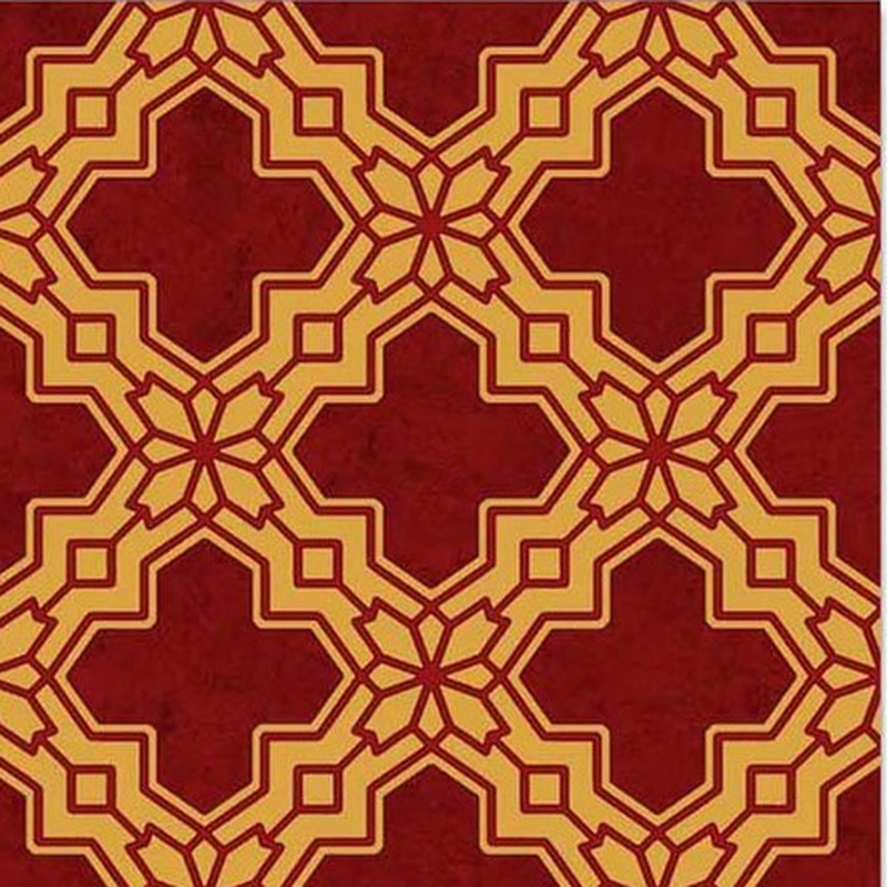 300x300mm Red Ochre Ornamental Repeat Tiles TQ39-CN33D39