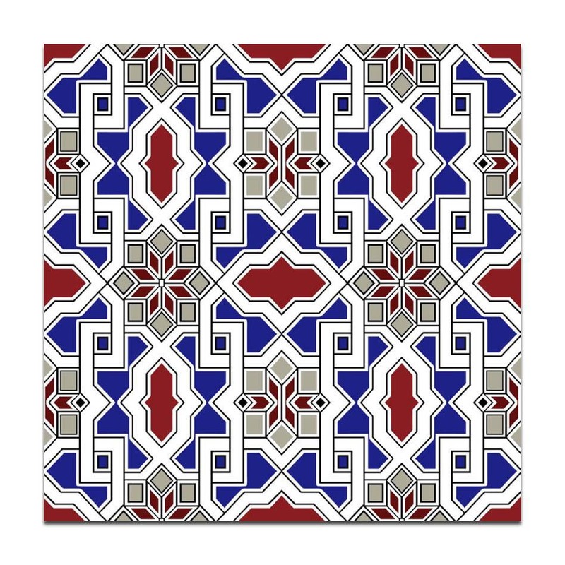 300x300mm Blue White Interlaced Geometry Tiles TQ39-CN33D40