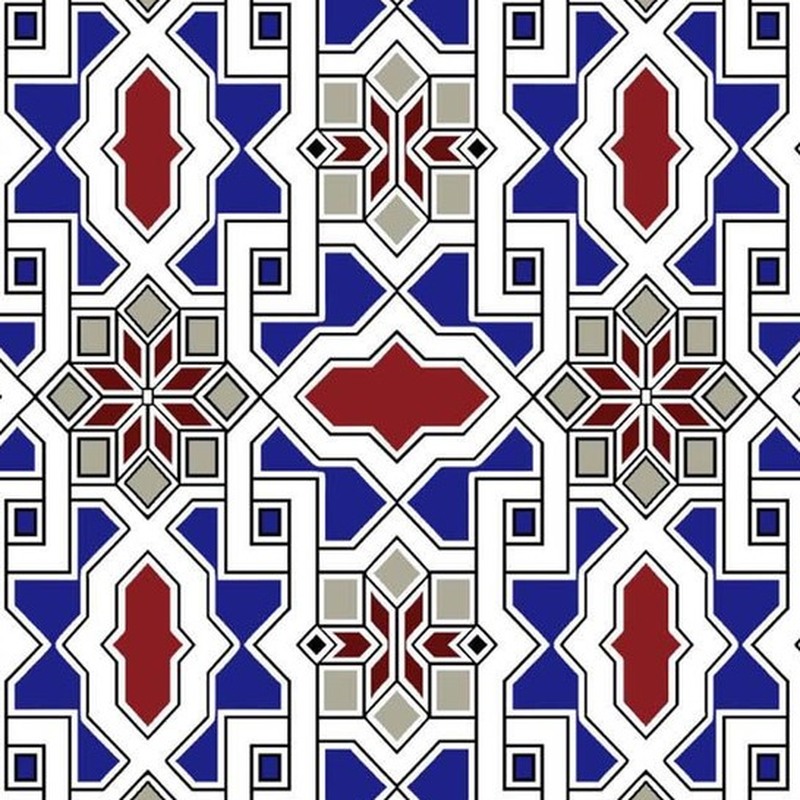 300x300mm Blue White Interlaced Geometry Tiles TQ39-CN33D40