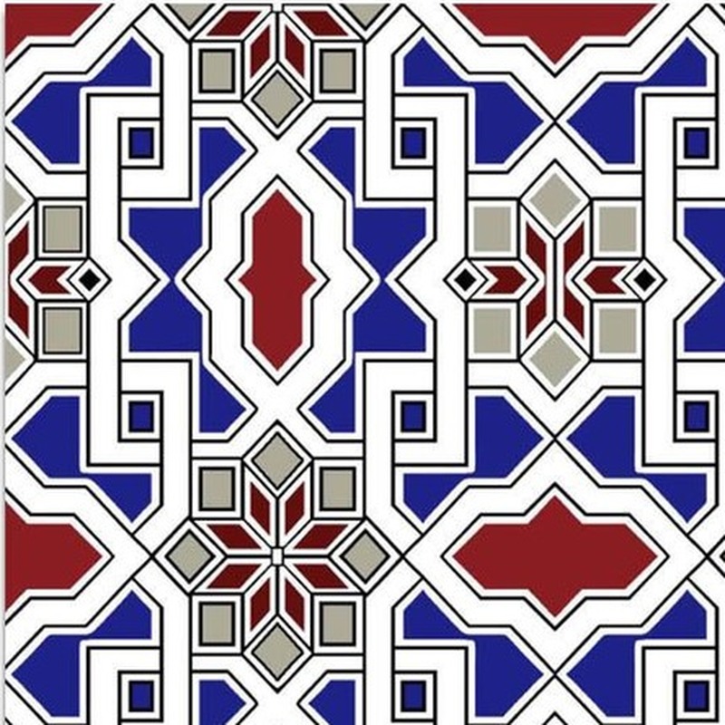 300x300mm Blue White Interlaced Geometry Tiles TQ39-CN33D40