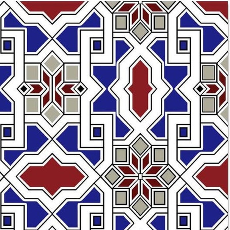 300x300mm Blue White Interlaced Geometry Tiles TQ39-CN33D40