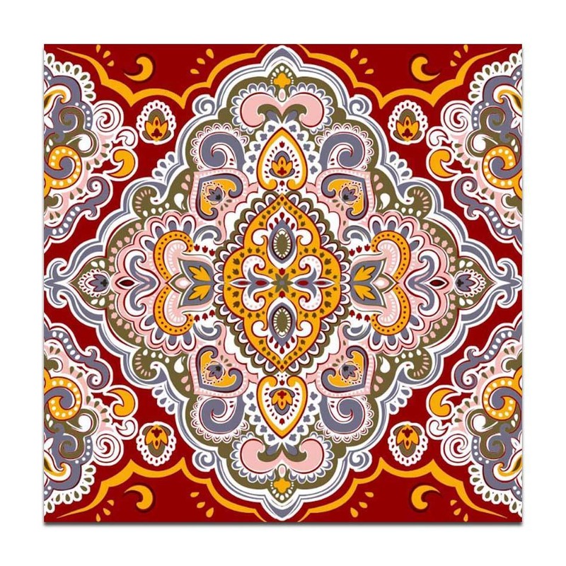 300x300mm Orange Blue Ornamental Repeat Tiles TQ39-CN33D41