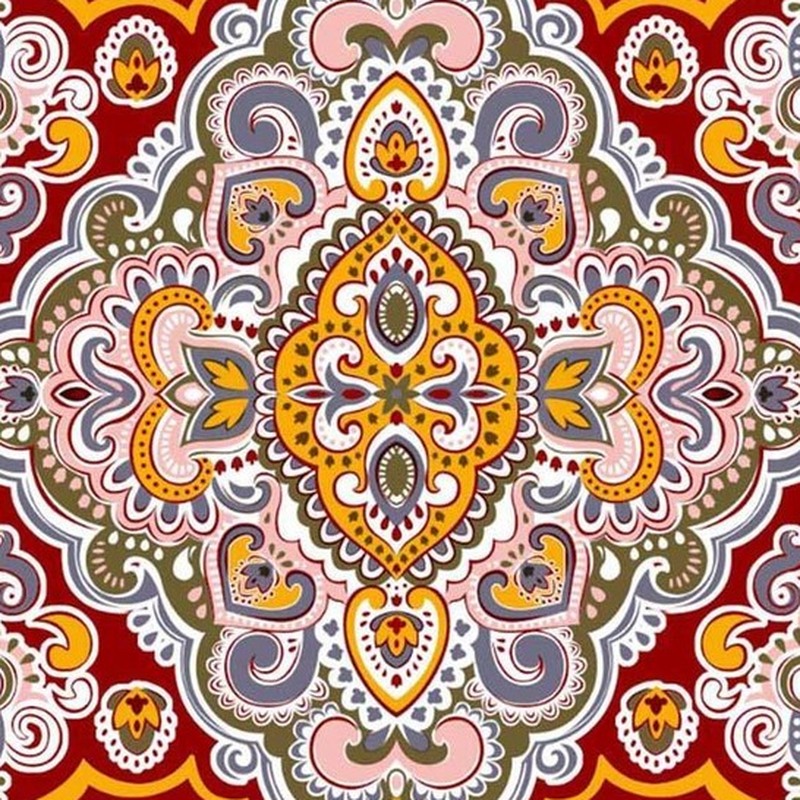 300x300mm Orange Blue Ornamental Repeat Tiles TQ39-CN33D41