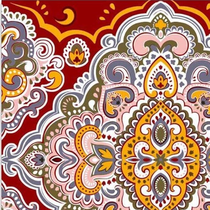 300x300mm Orange Blue Ornamental Repeat Tiles TQ39-CN33D41