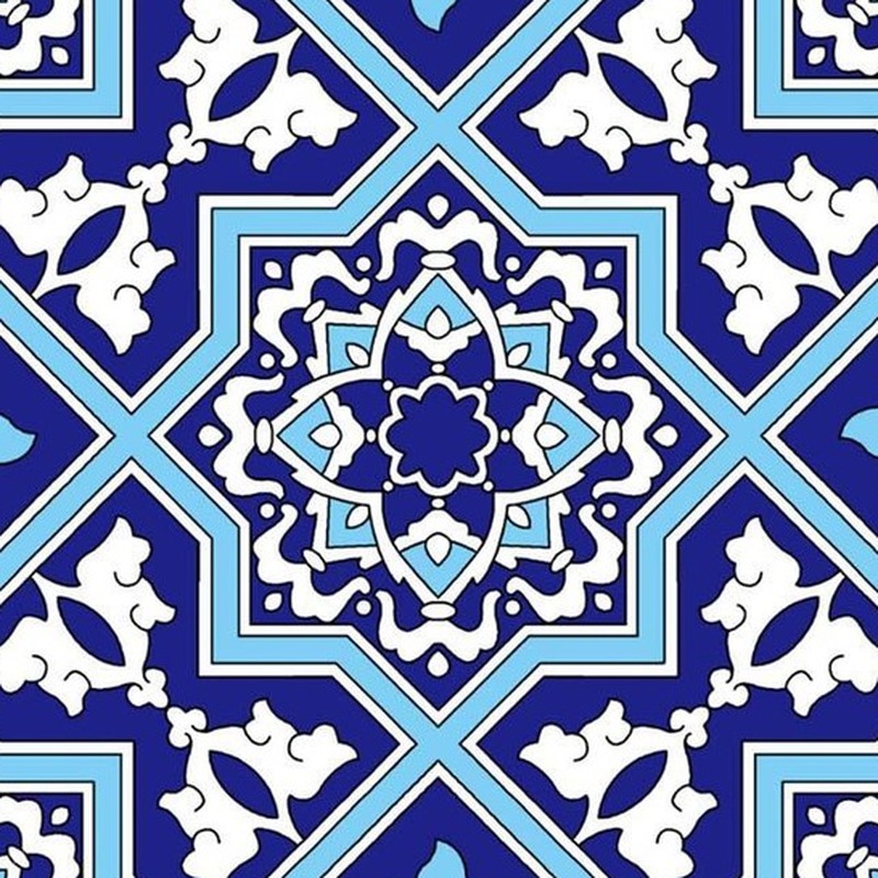 300x300mm Blue White Ornamental Cross Tiles TQ39-CN33D45