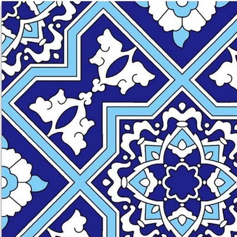 300x300mm Blue White Ornamental Cross Tiles TQ39-CN33D45
