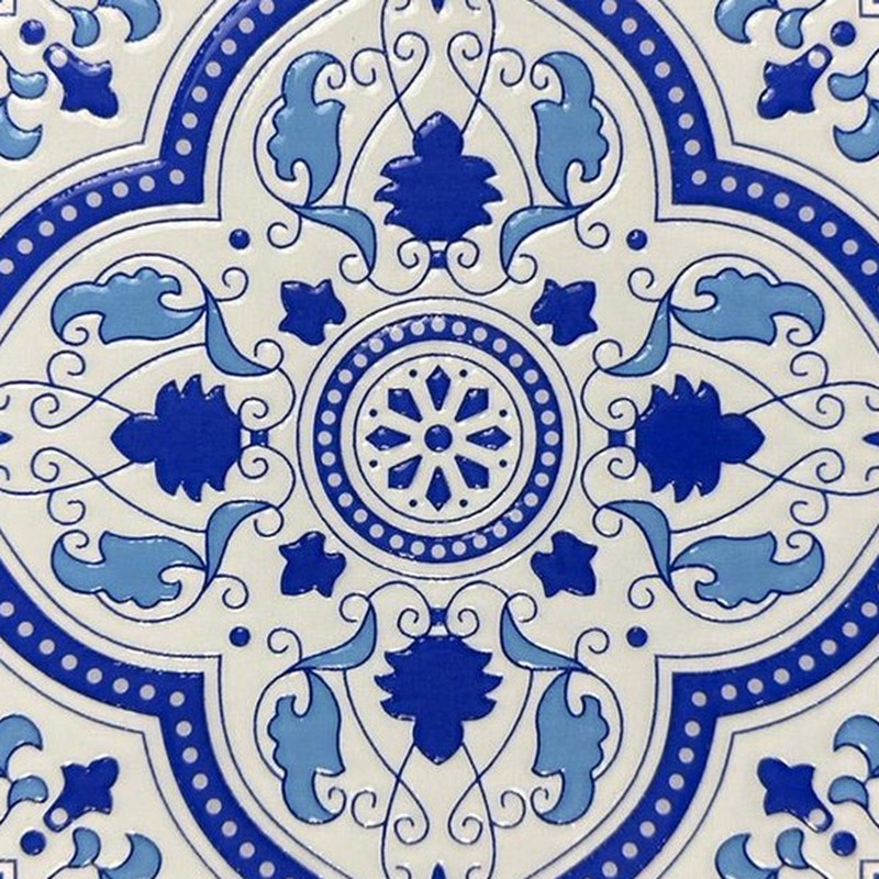 200x200mm Blue White Floral Medallion Tiles TQ39-MOSC19804