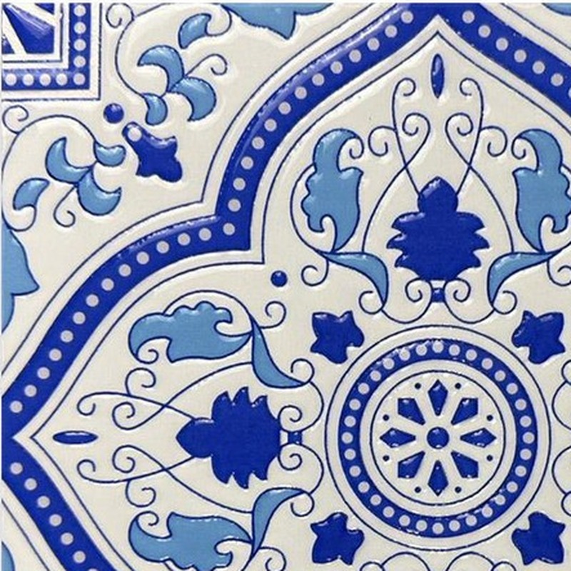 200x200mm Blue White Floral Medallion Tiles TQ39-MOSC19804