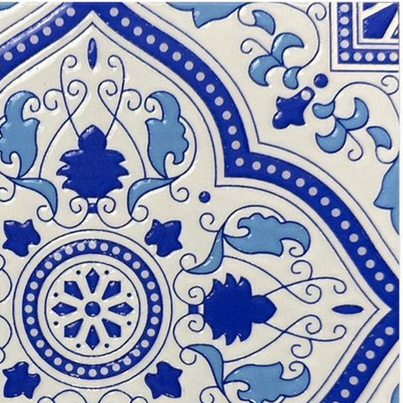 200x200mm Blue White Floral Medallion Tiles TQ39-MOSC19804