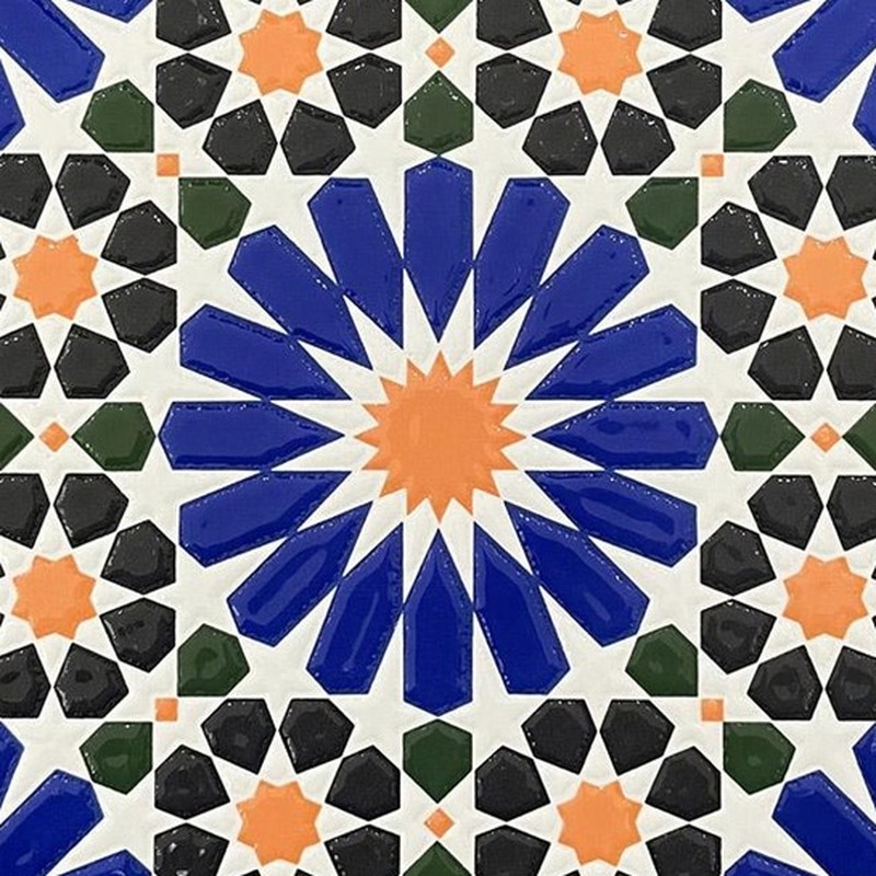 200x200mm Blue Multicolour Mosaic Star Tiles TQ39-MOSC198201