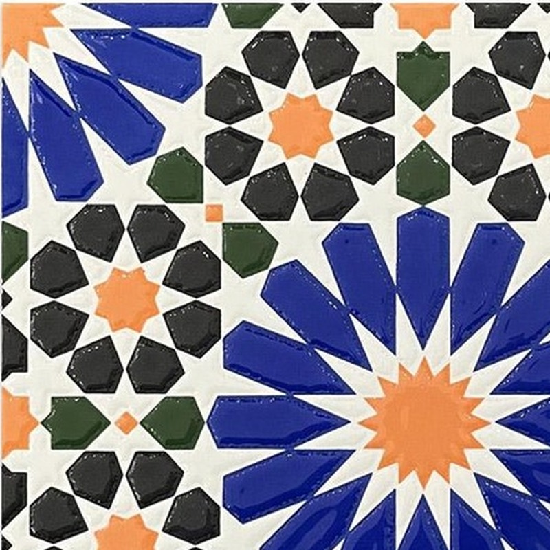 200x200mm Blue Multicolour Mosaic Star Tiles TQ39-MOSC198201