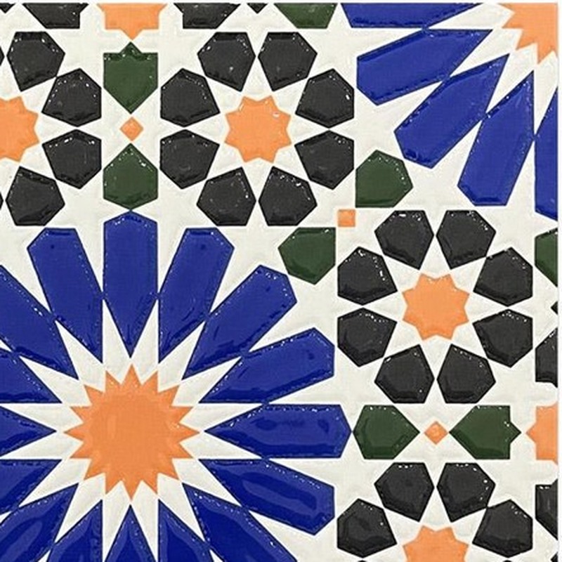 200x200mm Blue Multicolour Mosaic Star Tiles TQ39-MOSC198201