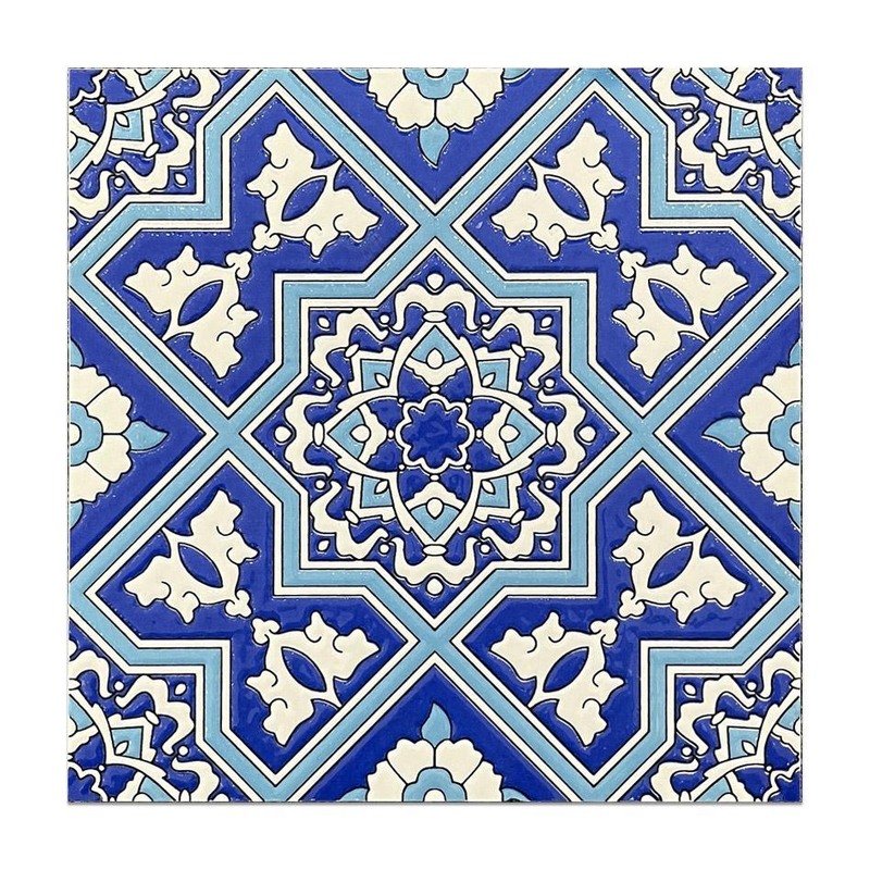 200x200mm Blue White Ornamental Cross Tiles TQ39-MOSC198205