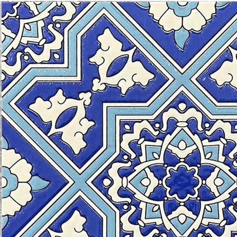 200x200mm Blue White Ornamental Cross Tiles TQ39-MOSC198205