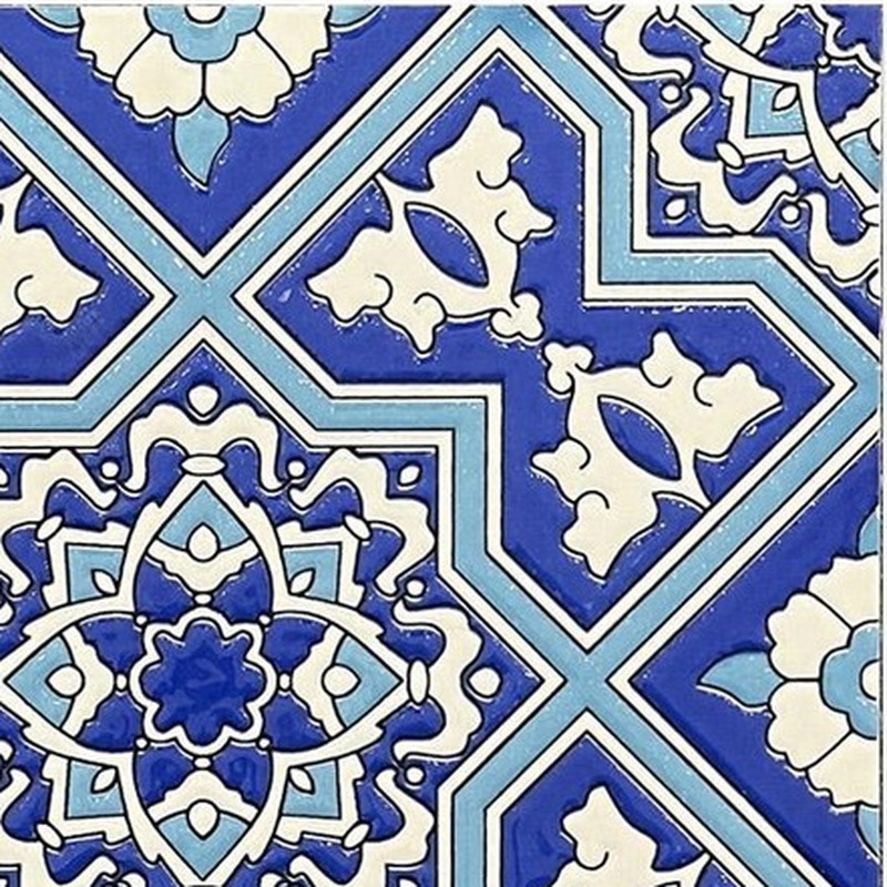 200x200mm Blue White Ornamental Cross Tiles TQ39-MOSC198205