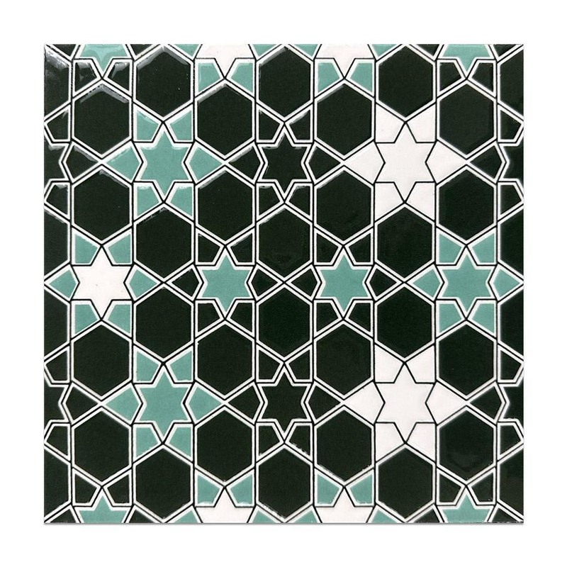 200x200mm Green Black Geometric Lattice Tiles TQ39-MOSC198206