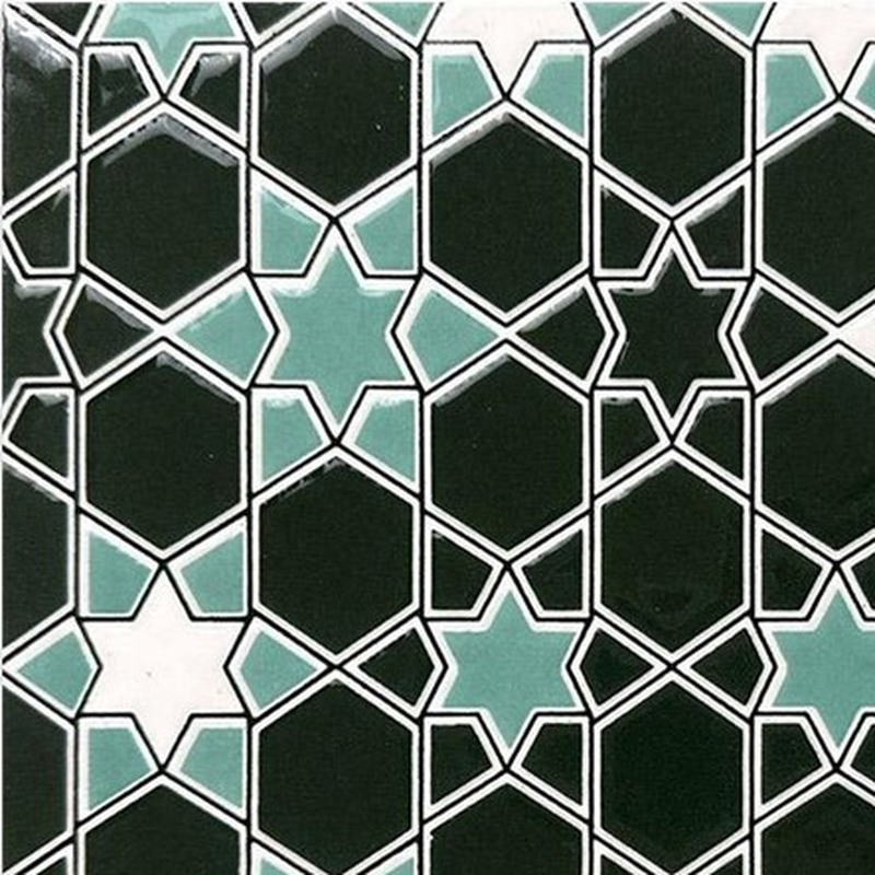 200x200mm Green Black Geometric Lattice Tiles TQ39-MOSC198206