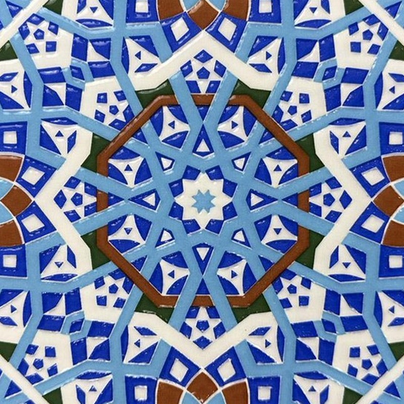 200x200mm Blue Multicolour Star Geometry Tiles TQ39-MOSC198207
