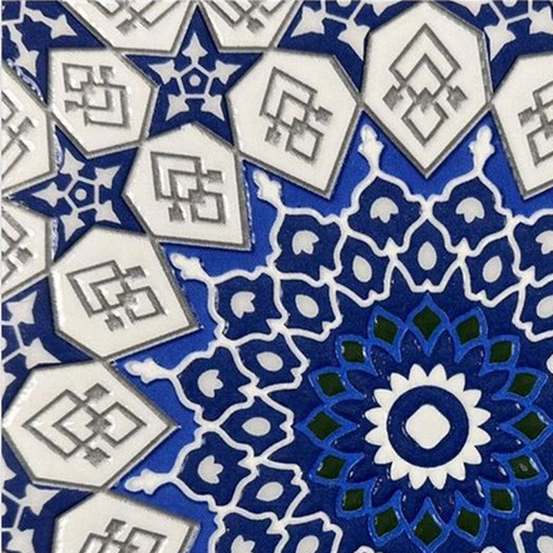200x200mm Blue White Mosaic Star Tiles TQ39-MOSC198208