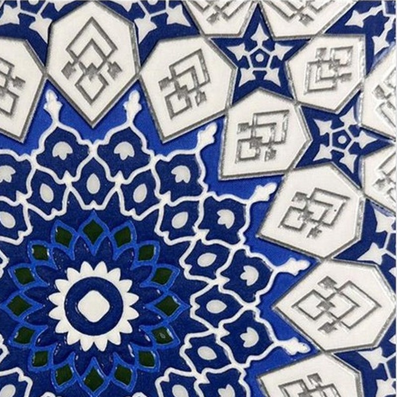 200x200mm Blue White Mosaic Star Tiles TQ39-MOSC198208