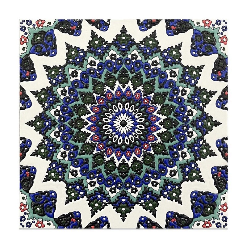 200x200mm Blue Green Ornamental Rosette Tiles TQ39-MOSC198209