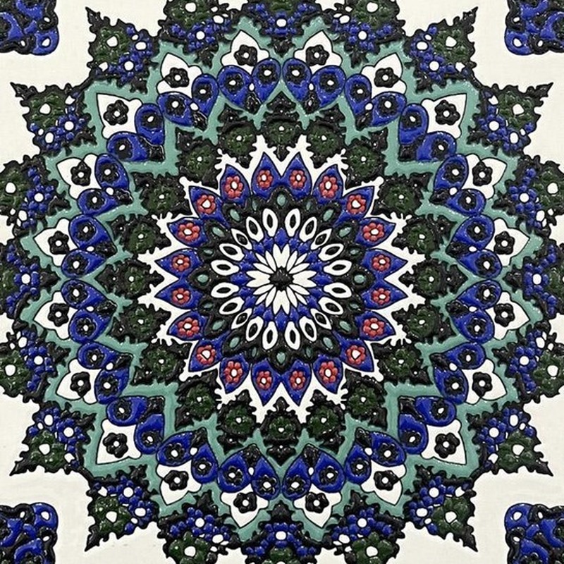 200x200mm Blue Green Ornamental Rosette Tiles TQ39-MOSC198209