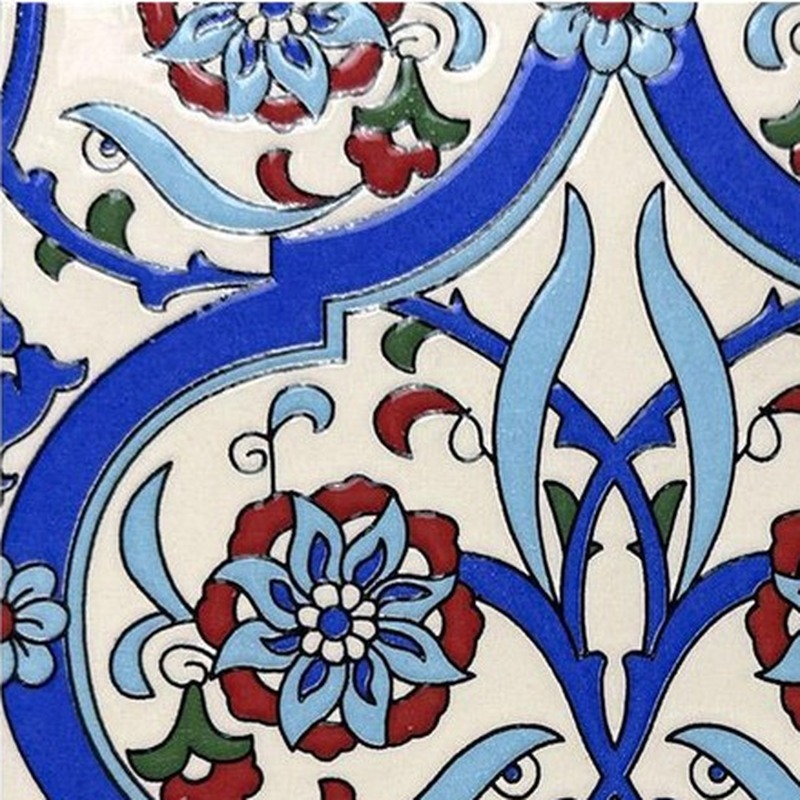 200x200mm Blue Red Floral Scroll Tiles TQ39-MOSC198801