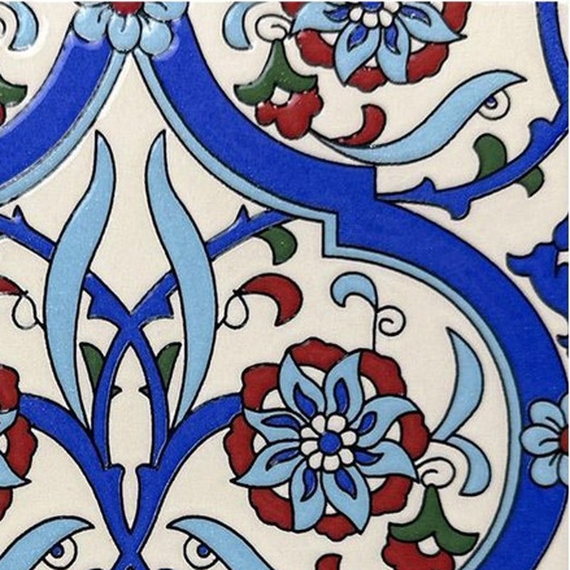 200x200mm Blue Red Floral Scroll Tiles TQ39-MOSC198801