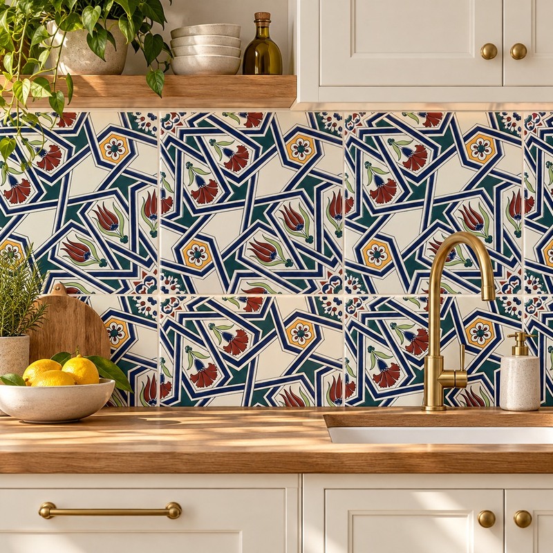 200x200mm Multicolour Angular Geometry Tiles TQ39-MOSC198802
