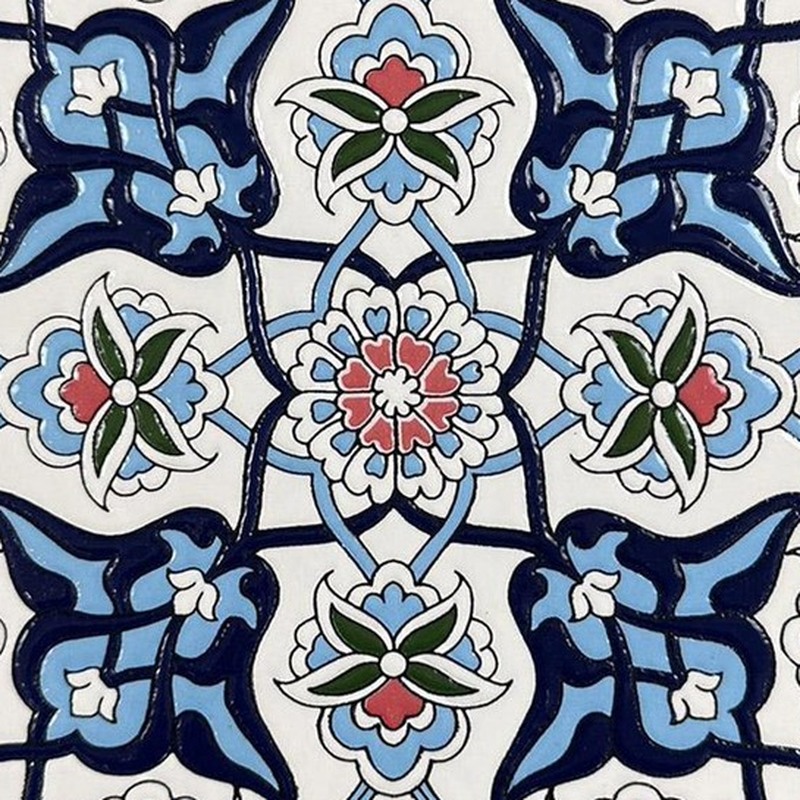 200x200mm Blue White Floral Scroll Tiles TQ39-MOSC198811