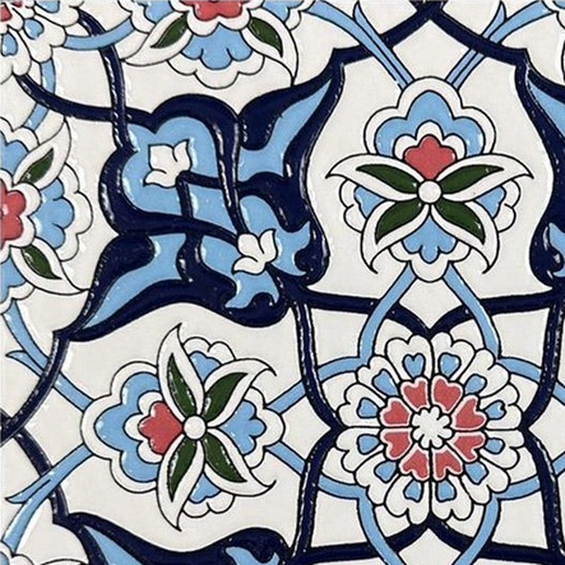 200x200mm Blue White Floral Scroll Tiles TQ39-MOSC198811