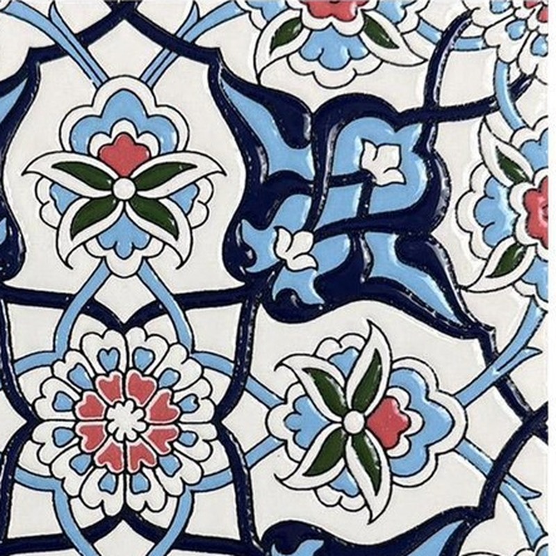 200x200mm Blue White Floral Scroll Tiles TQ39-MOSC198811