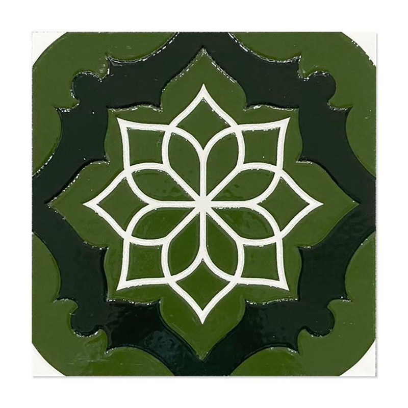 100x100mm Green Geometric Rosette Tiles TQ39-MOSC62012