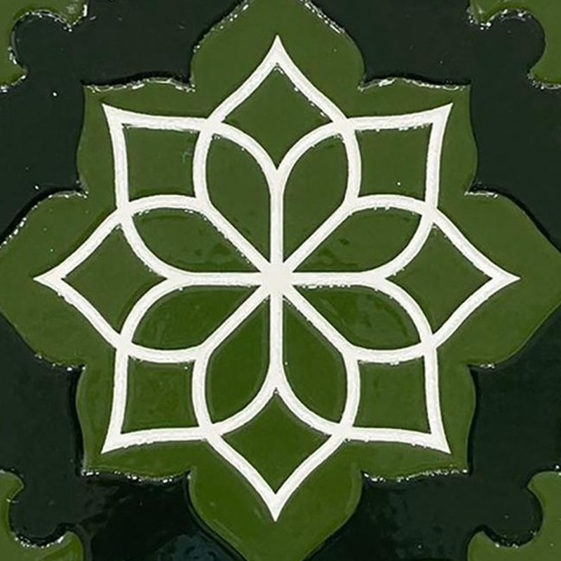 100x100mm Green Geometric Rosette Tiles TQ39-MOSC62012