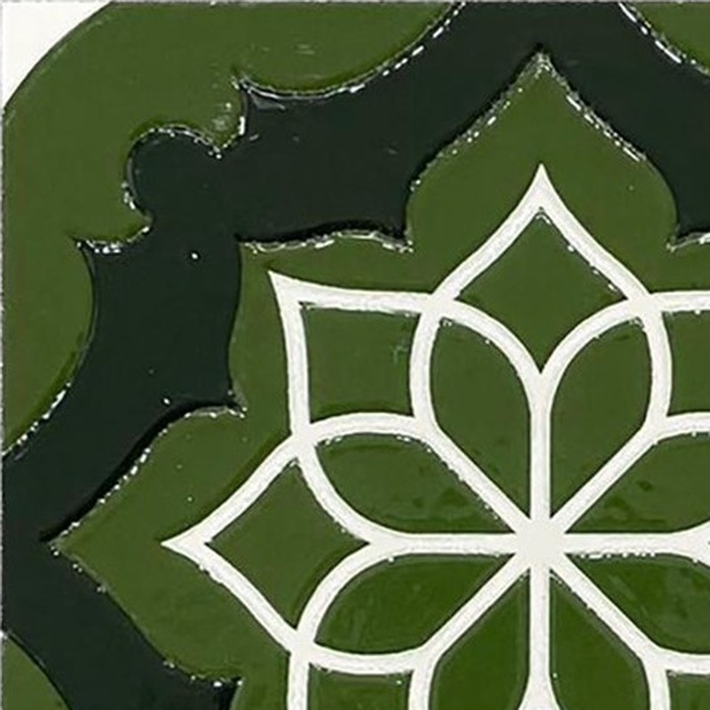100x100mm Green Geometric Rosette Tiles TQ39-MOSC62012