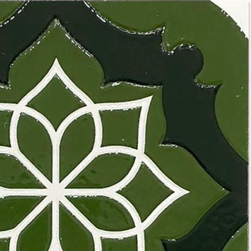 100x100mm Green Geometric Rosette Tiles TQ39-MOSC62012