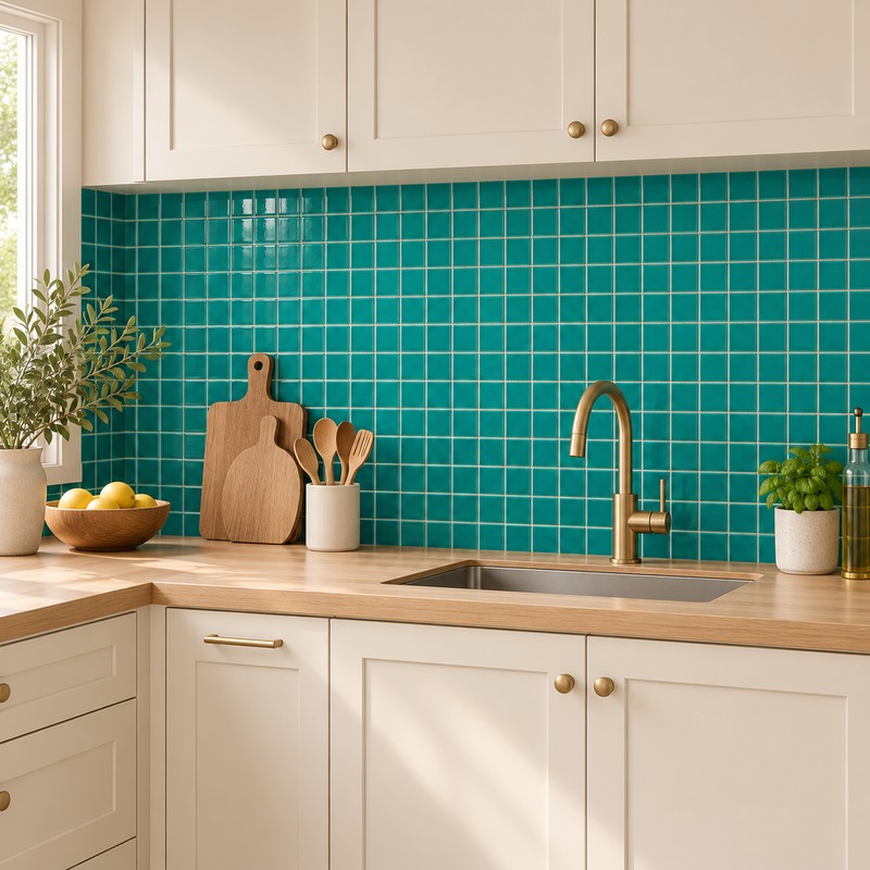 48x48mm Jade Green Ice Crack Porcelain Mosaic Tiles TQ24-4822-10
