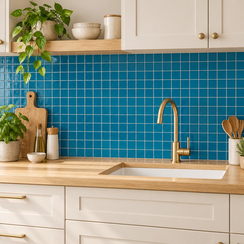 48x48mm Petrol Blue Ice Crack Porcelain Mosaic Tiles TQ24-4822-11