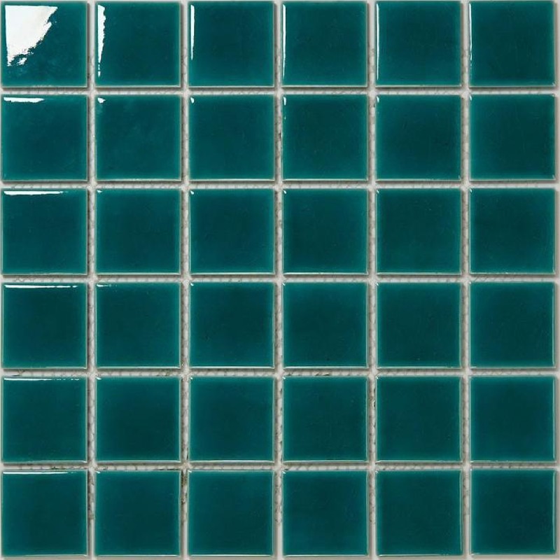 48x48mm Deep Teal Ice Crack Porcelain Mosaic Tiles TQ24-4822-681