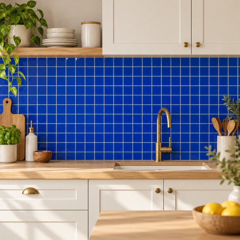 48x48mm Cobalt Blue Ice Crack Porcelain Mosaic Tiles TQ24-4822-6