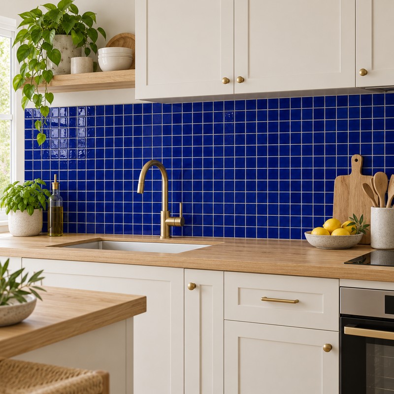 48x48mm Midnight Blue Ice Crack Porcelain Mosaic Tiles TQ24-4822-8