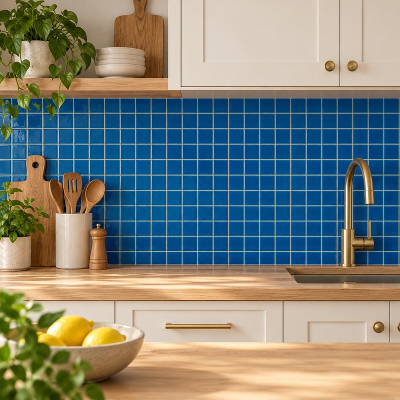 48x48mm Deep Azure Blue Ice Crack Porcelain Mosaic Tiles TQ24-4822-9